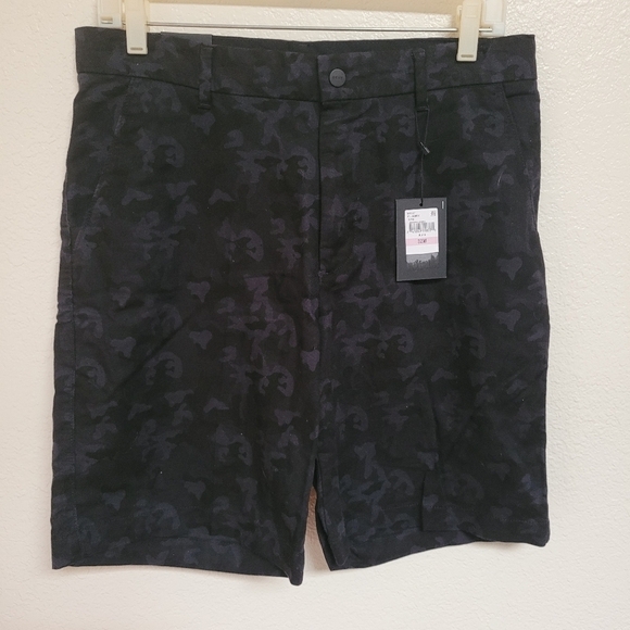 DKNY Linen Blend Black Camo 9" Inseam Shorts NWT - Picture 1 of 5